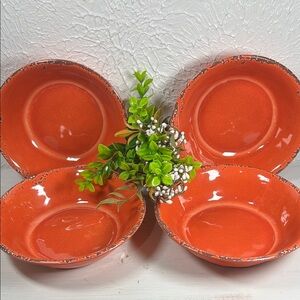 Gianna’s Home Bowls Melamine Rustic Orange Set Farmhouse Distressed Orange Bowls